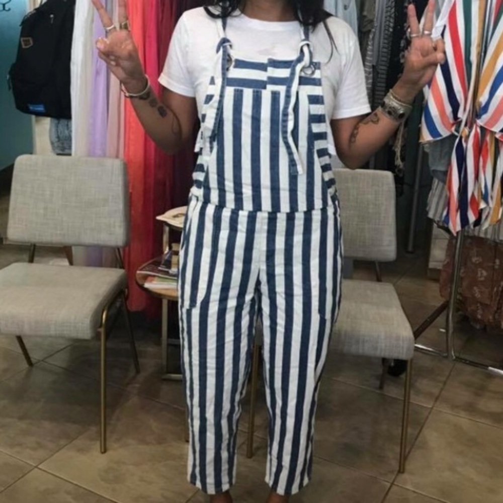 Striped denim overalls - Picture 3 of 7